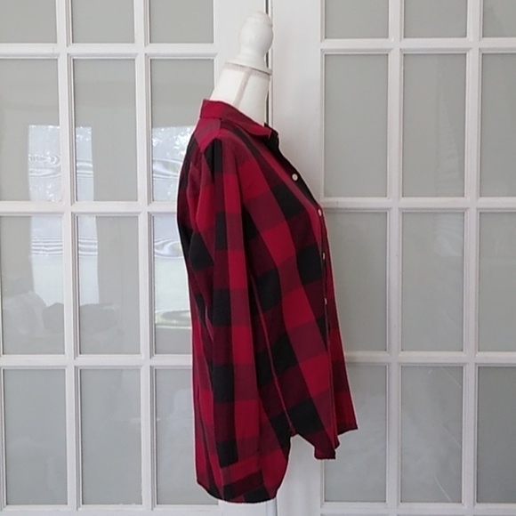 GAP Boyfriend Fit Red & Black Buffalo Check Button Down Shirt Size - M - Picture 5 of 16